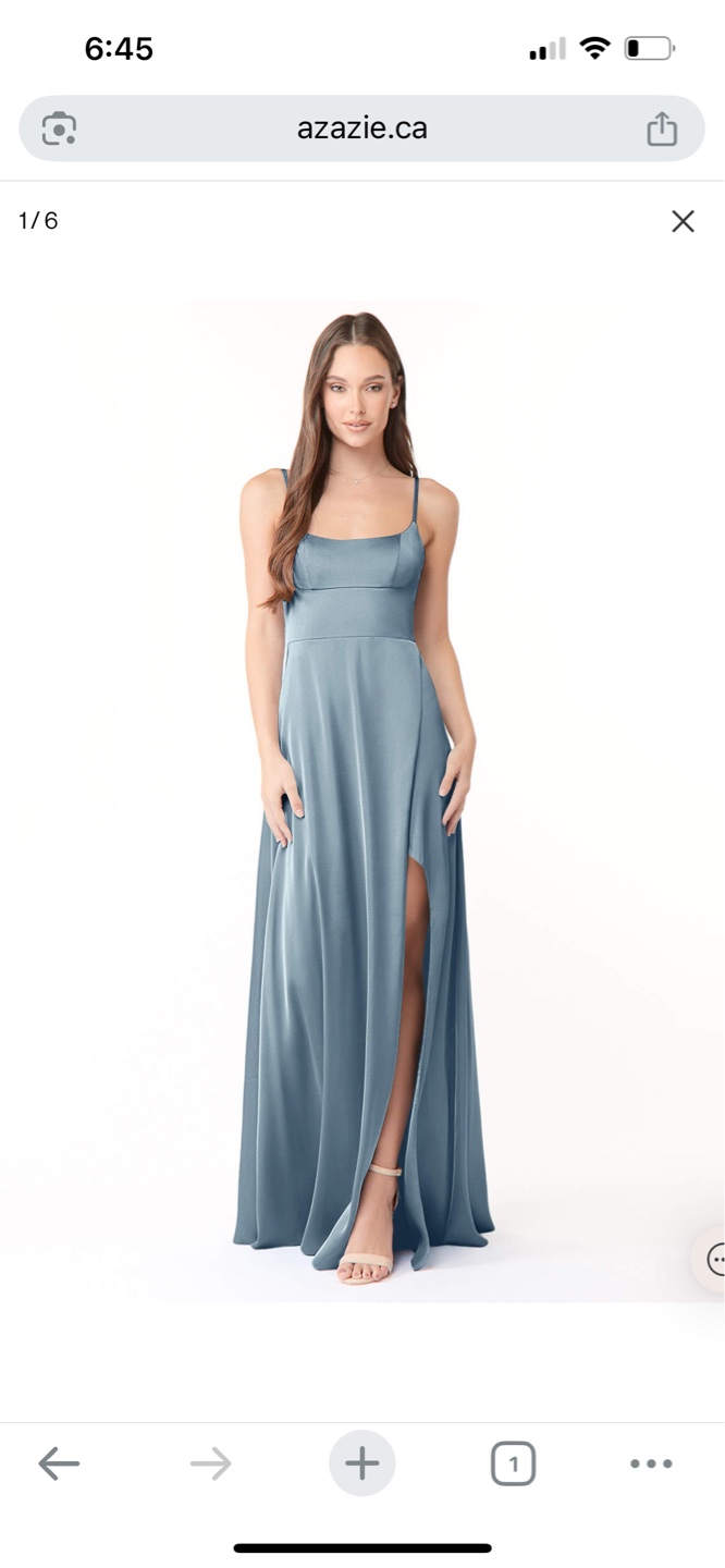 Azazie Halsey Dusty Blue Satin maxi dress - photo 3