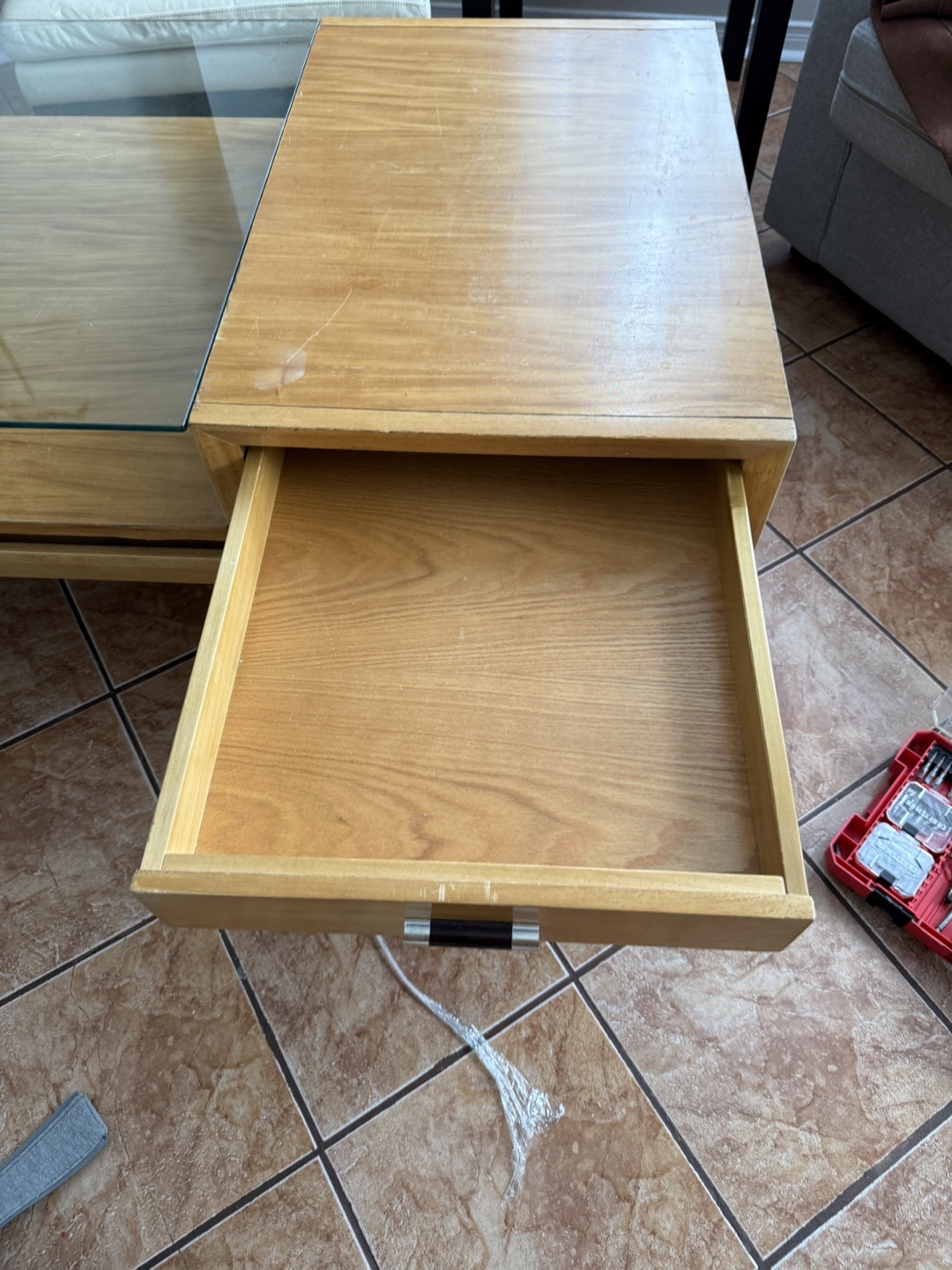 Modern Coffee Table with Glass Top and Drawer - photo 4