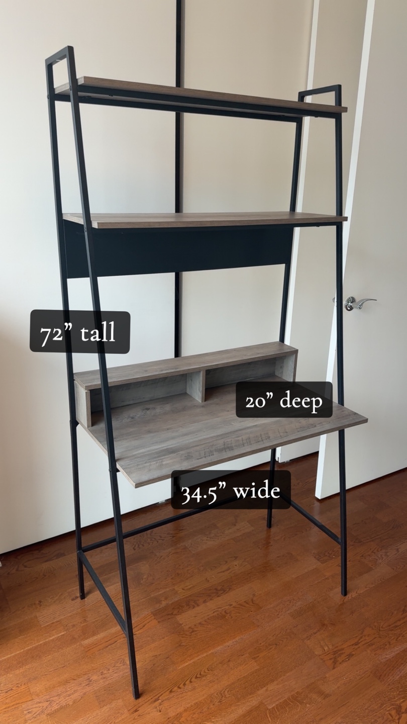 Gray Ladder Desk with Shelves