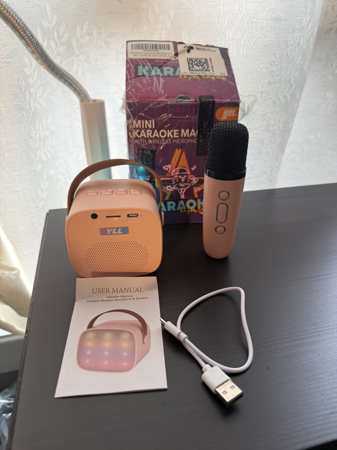 YLL Kids Karaoke Machine Pink Portable Bluetooth Speaker