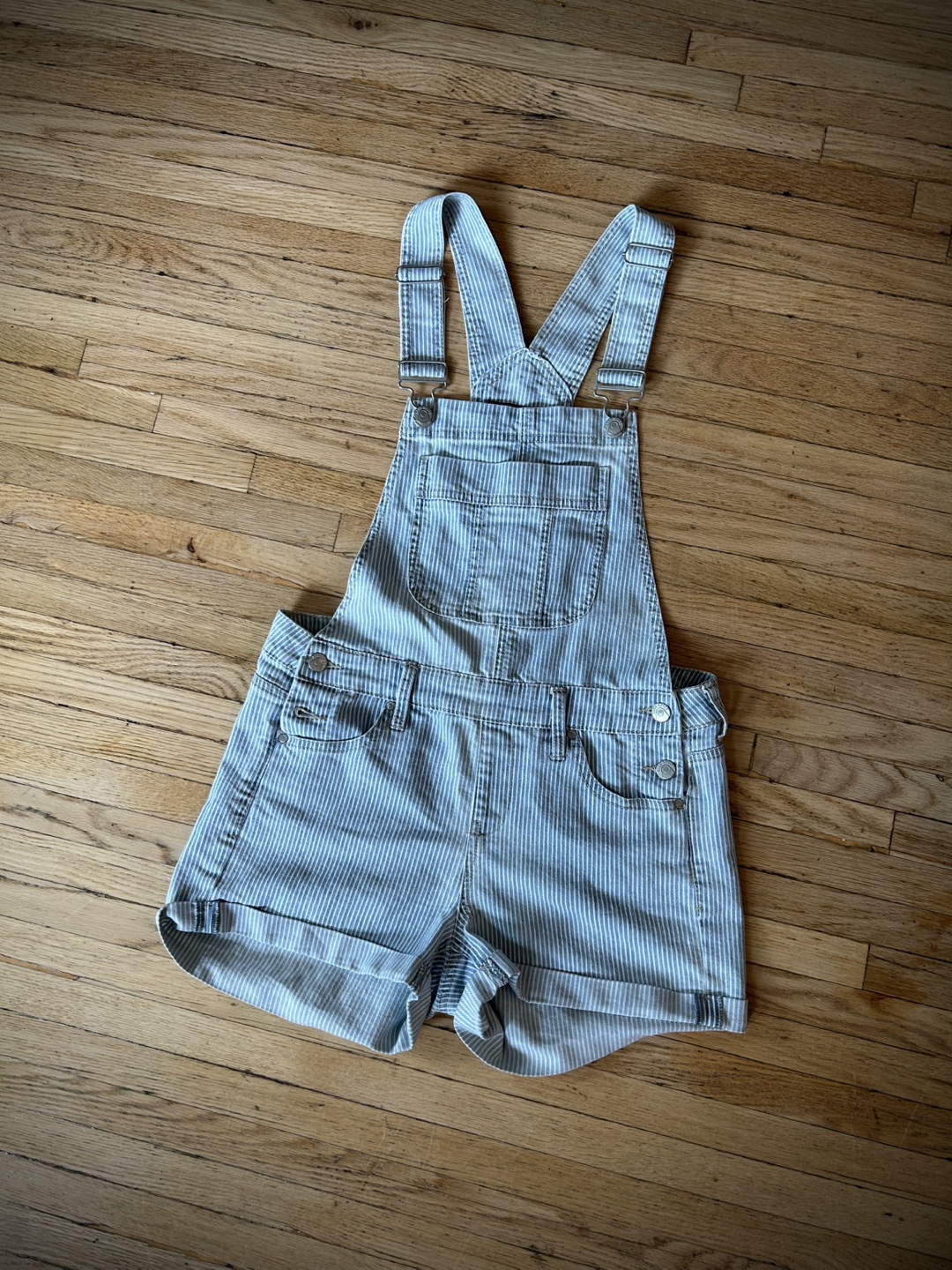 Blue Spice Denim Overall Shorts, Size 9 - photo 2