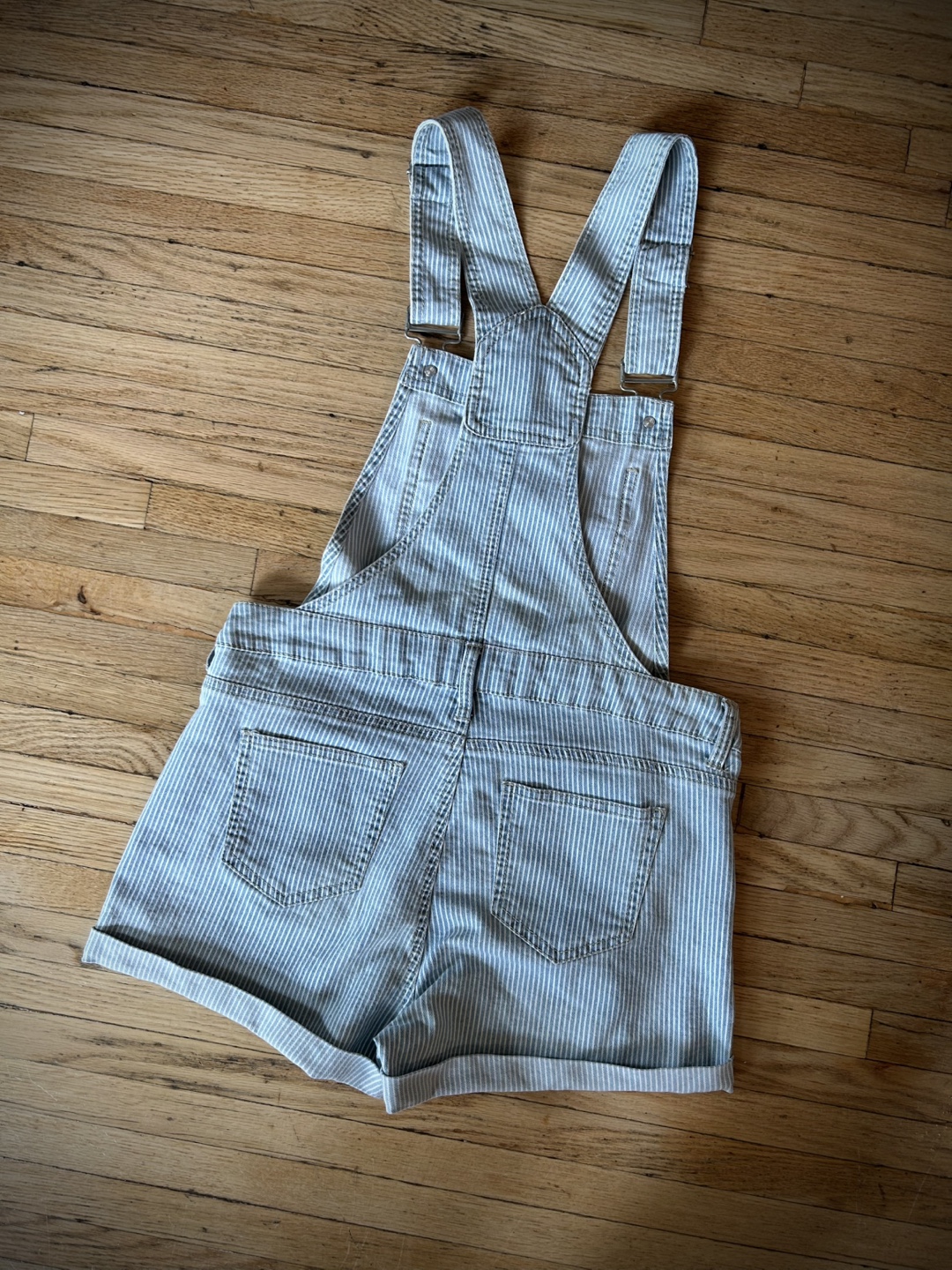 Blue Spice Denim Overall Shorts, Size 9 - photo 4