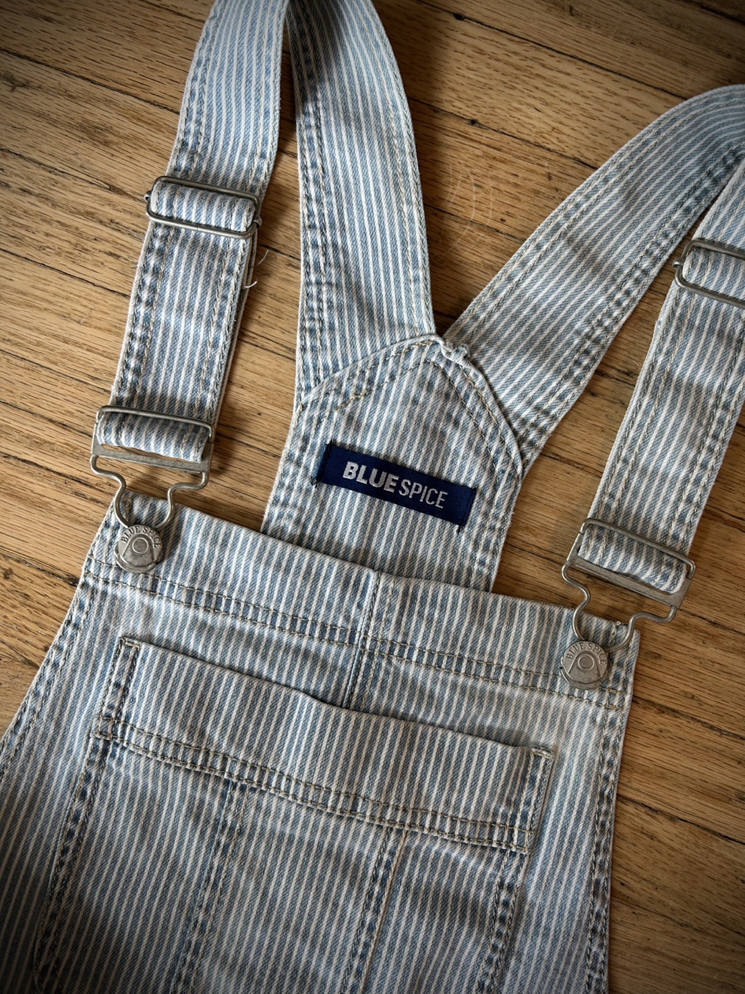 Blue Spice Denim Overall Shorts, Size 9