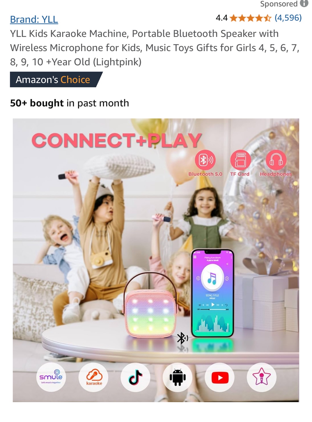 YLL Kids Karaoke Machine Pink Portable Bluetooth Speaker - photo 3
