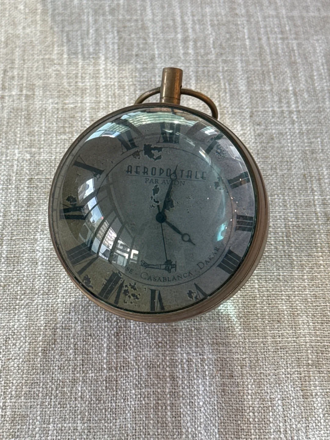 Vintage Brass Globe Clock with Compass & Map image indicator(2)