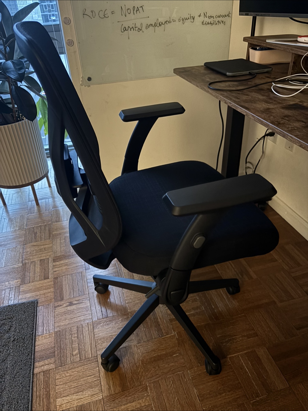 Black Mesh Office Chair with Adjustable Arms