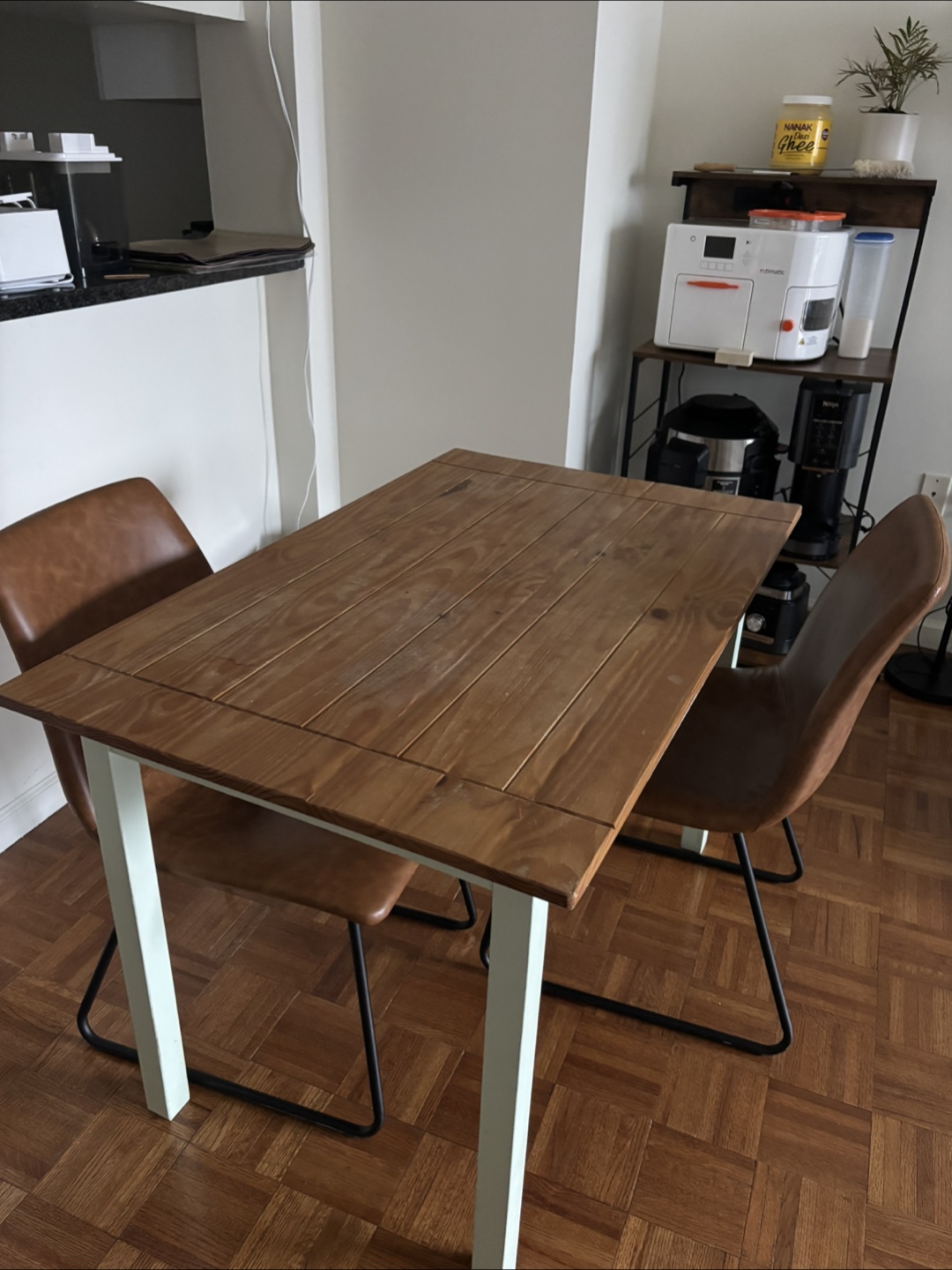 Wooden Dining Table with Two Chairs