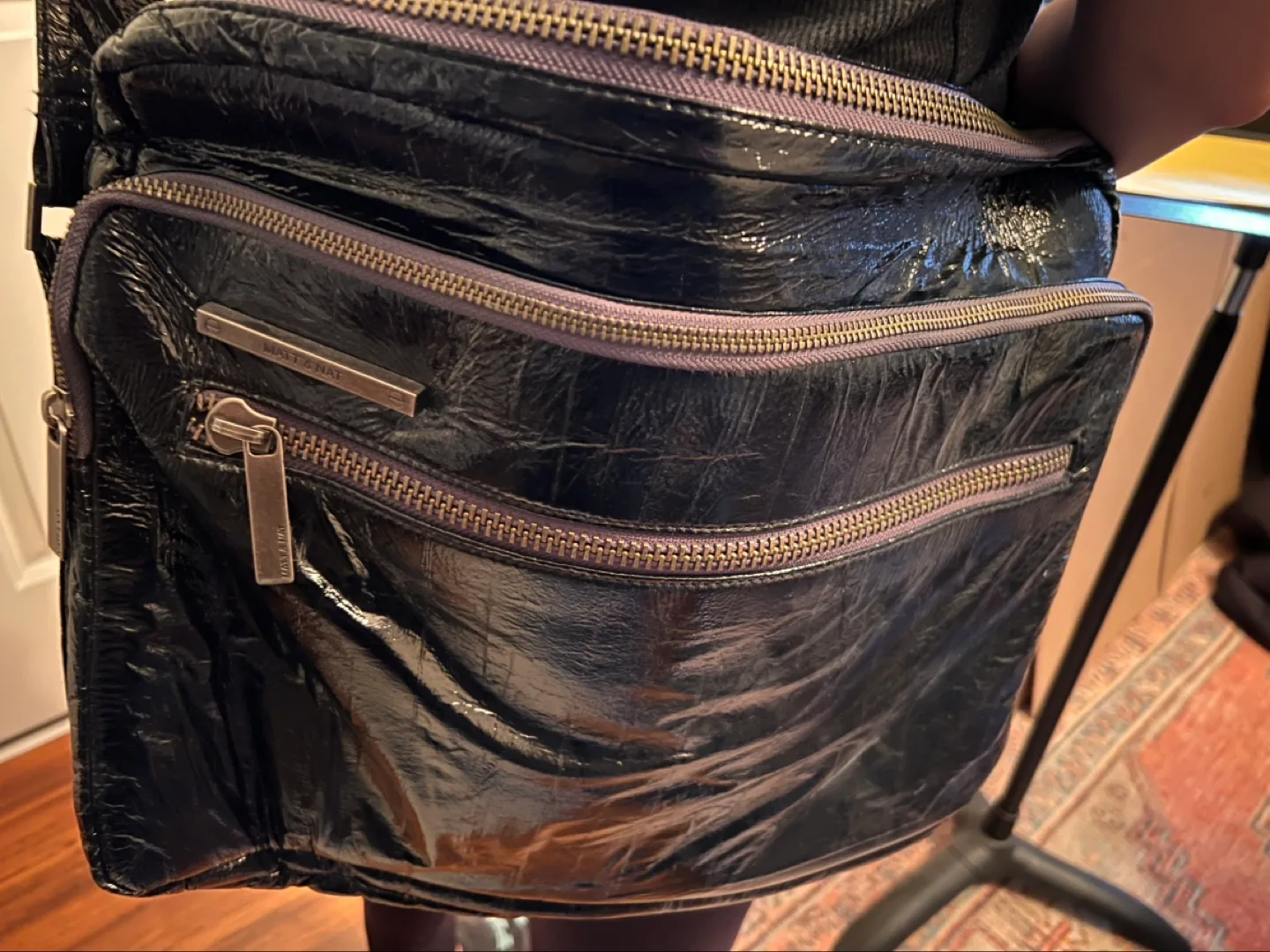 Matt & Nat Black Patent Leather Shoulder Bag thumbnail