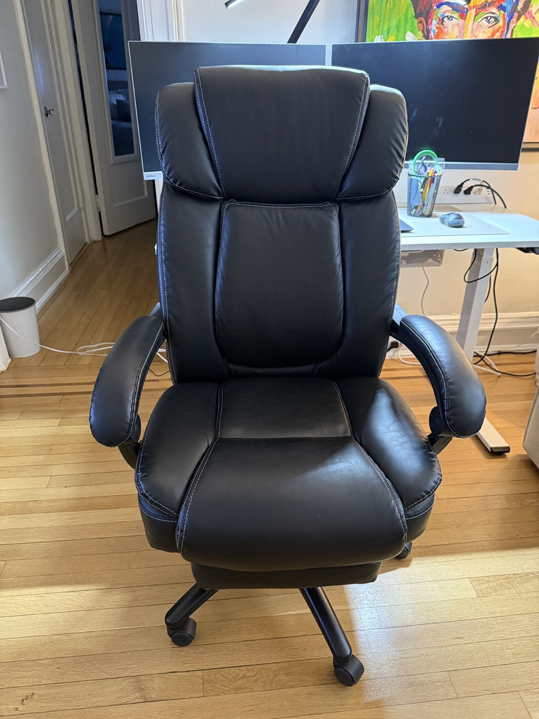 Executive Office Chair - Black Leather - Reclining