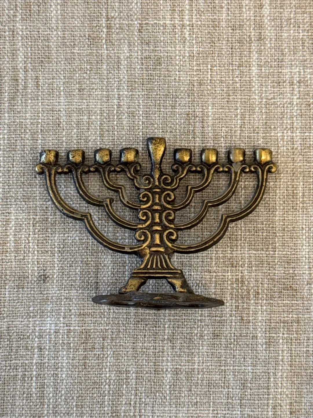 Small Vintage Brass Menorah for Israel thumbnail