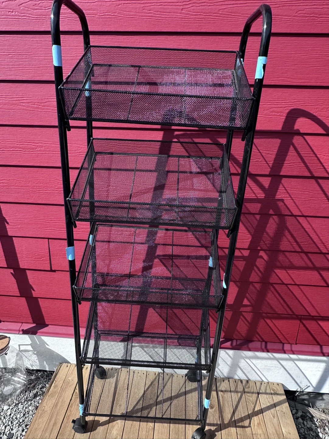💚 Black Metal Rolling Cart with 5 Tiered Baskets