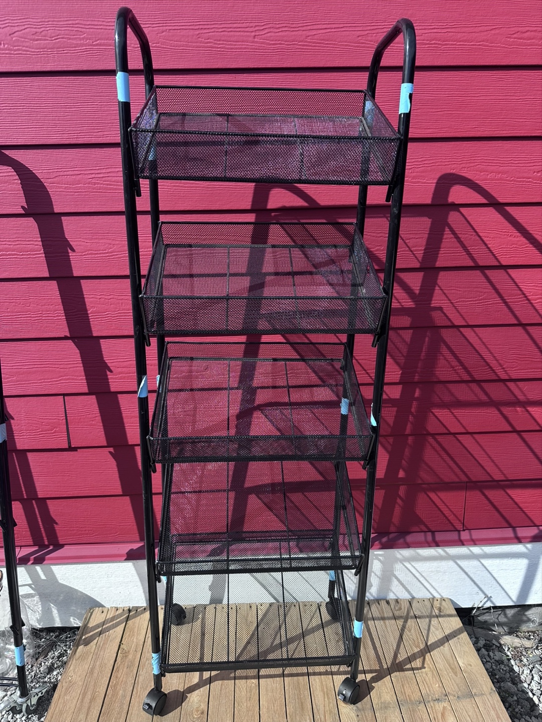💚 Black Metal Rolling Cart with 5 Tiered Baskets - photo 4
