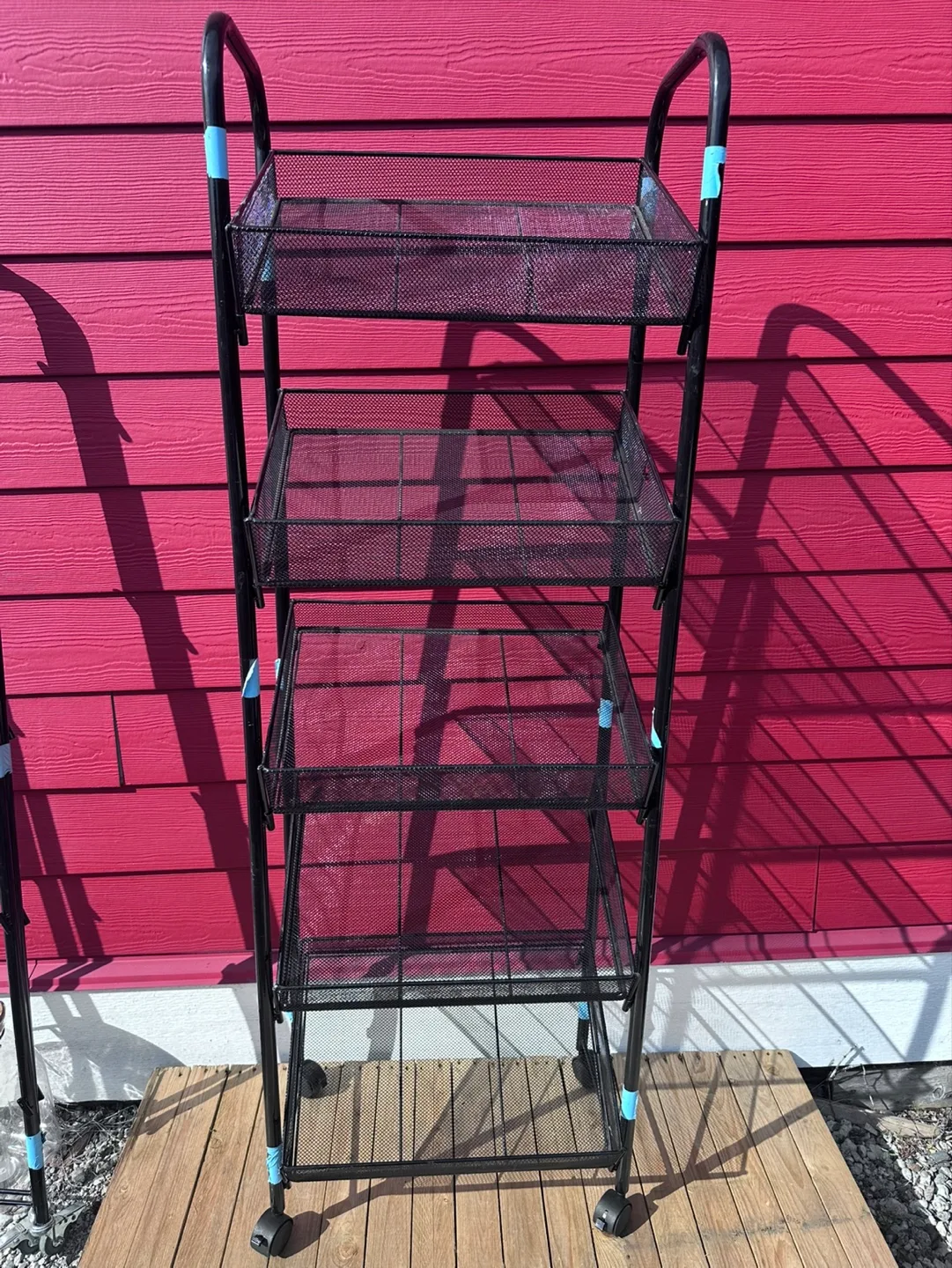 💚 Black Metal Rolling Cart with 5 Tiered Baskets image indicator(4)