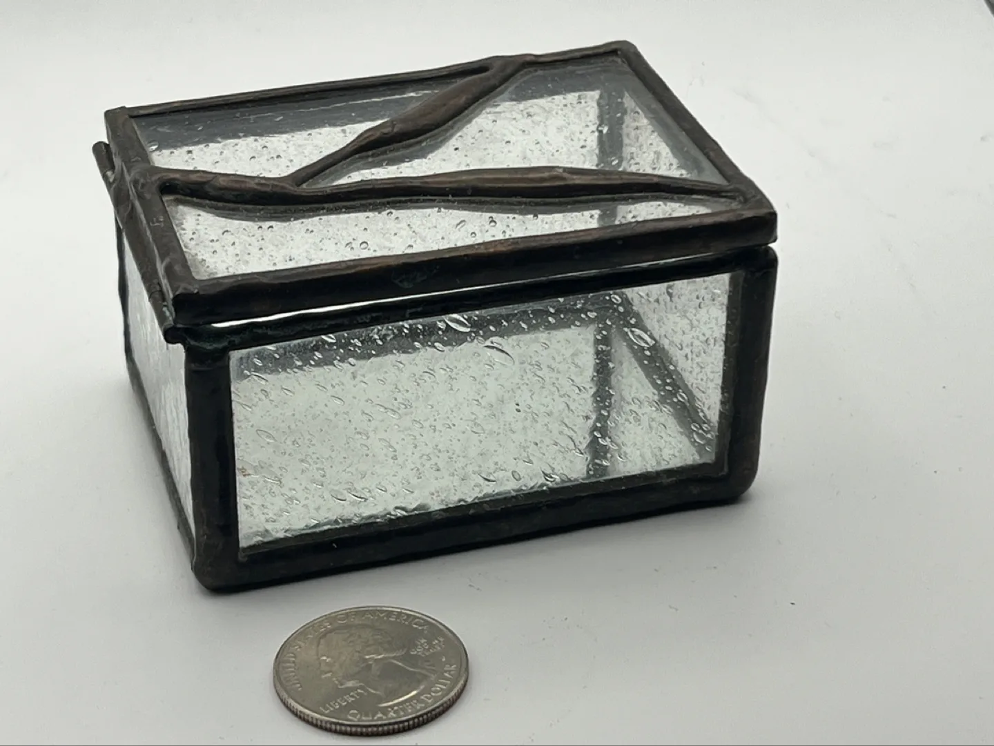 Small Glass Trinket Box with Copper Accents image indicator(3)