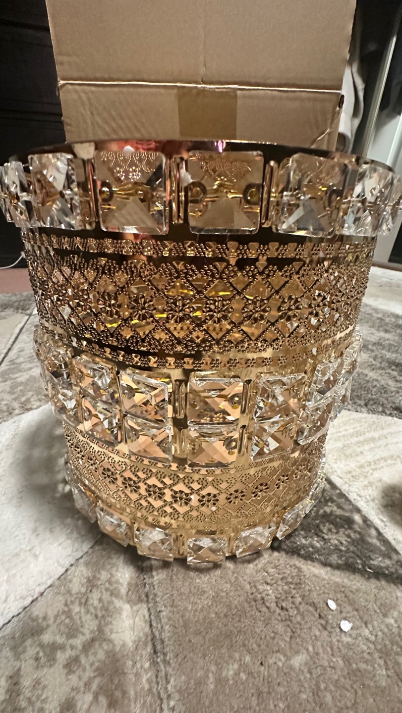 Gold Crystal Tissue Box and Wastebasket Set - photo 3