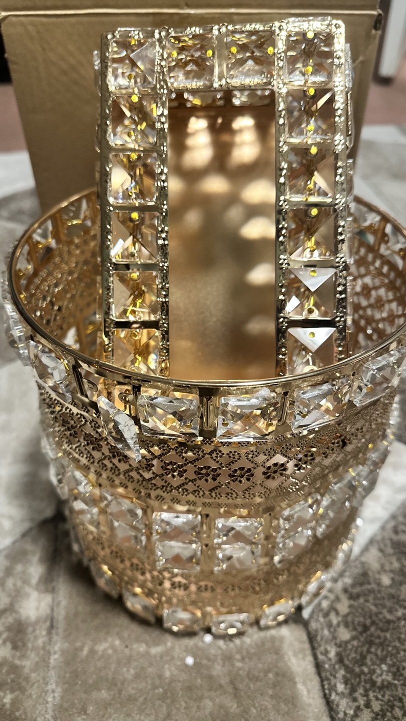 Gold Crystal Tissue Box and Wastebasket Set - photo 5