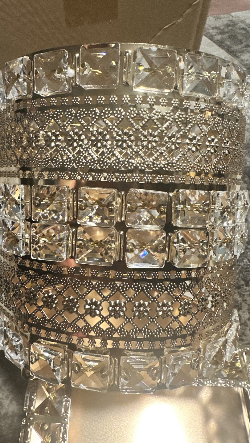 Gold Crystal Tissue Box and Wastebasket Set - photo 4