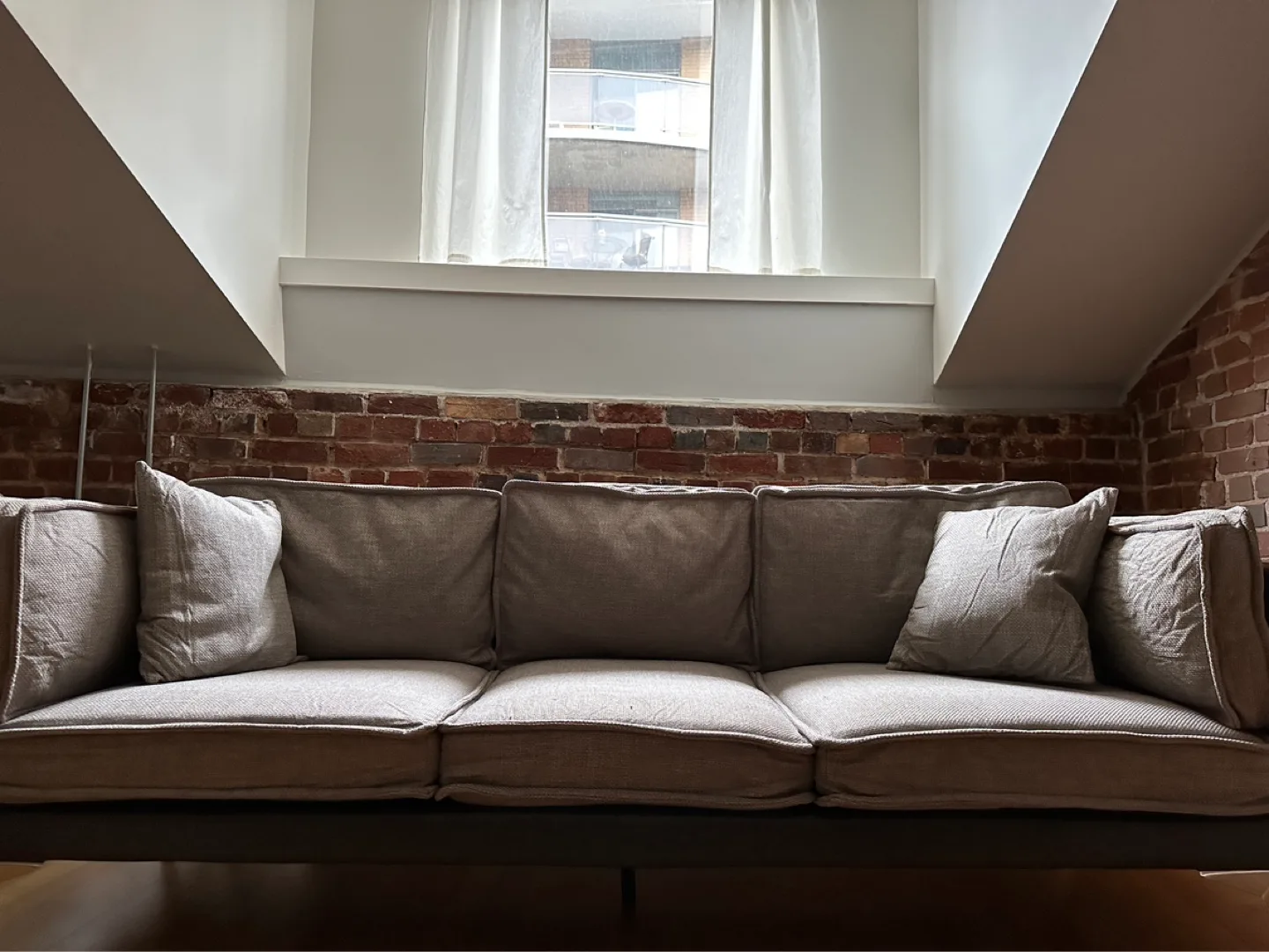 Wayfair Brown/Taupe Modern 3 Seater Sofa thumbnail