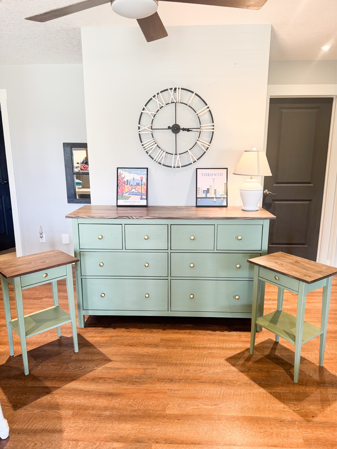 Beautifully Refinished Dresser and Two Side Tables