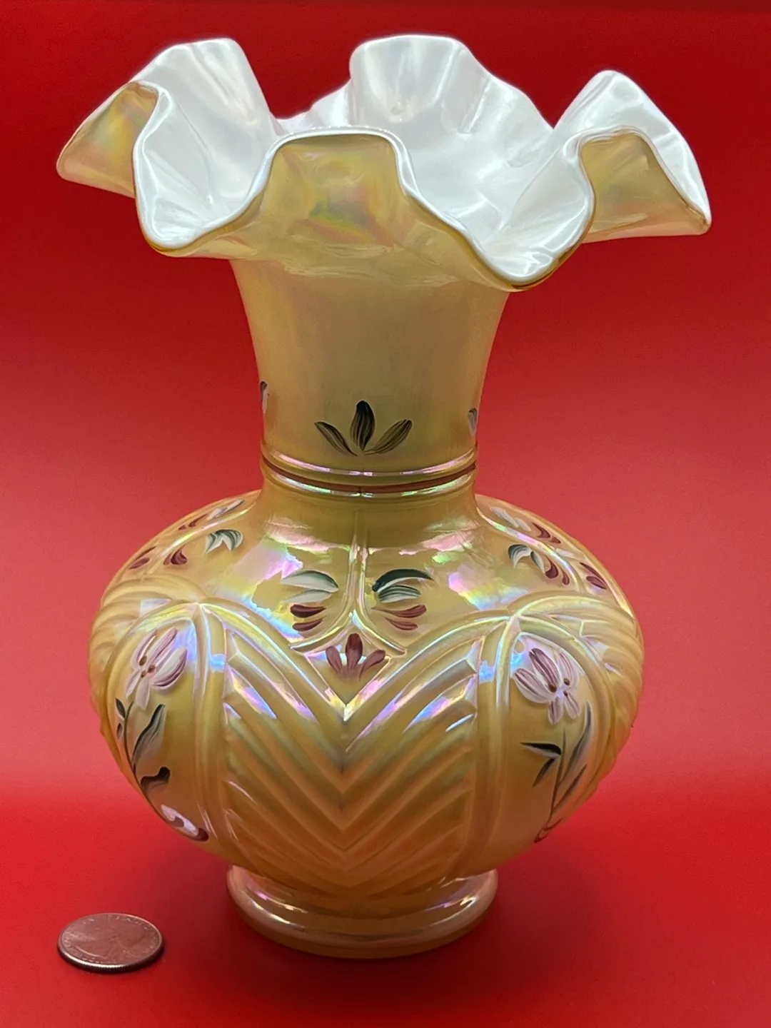 Fenton Art Glass Hand-painted Vase image indicator(2)