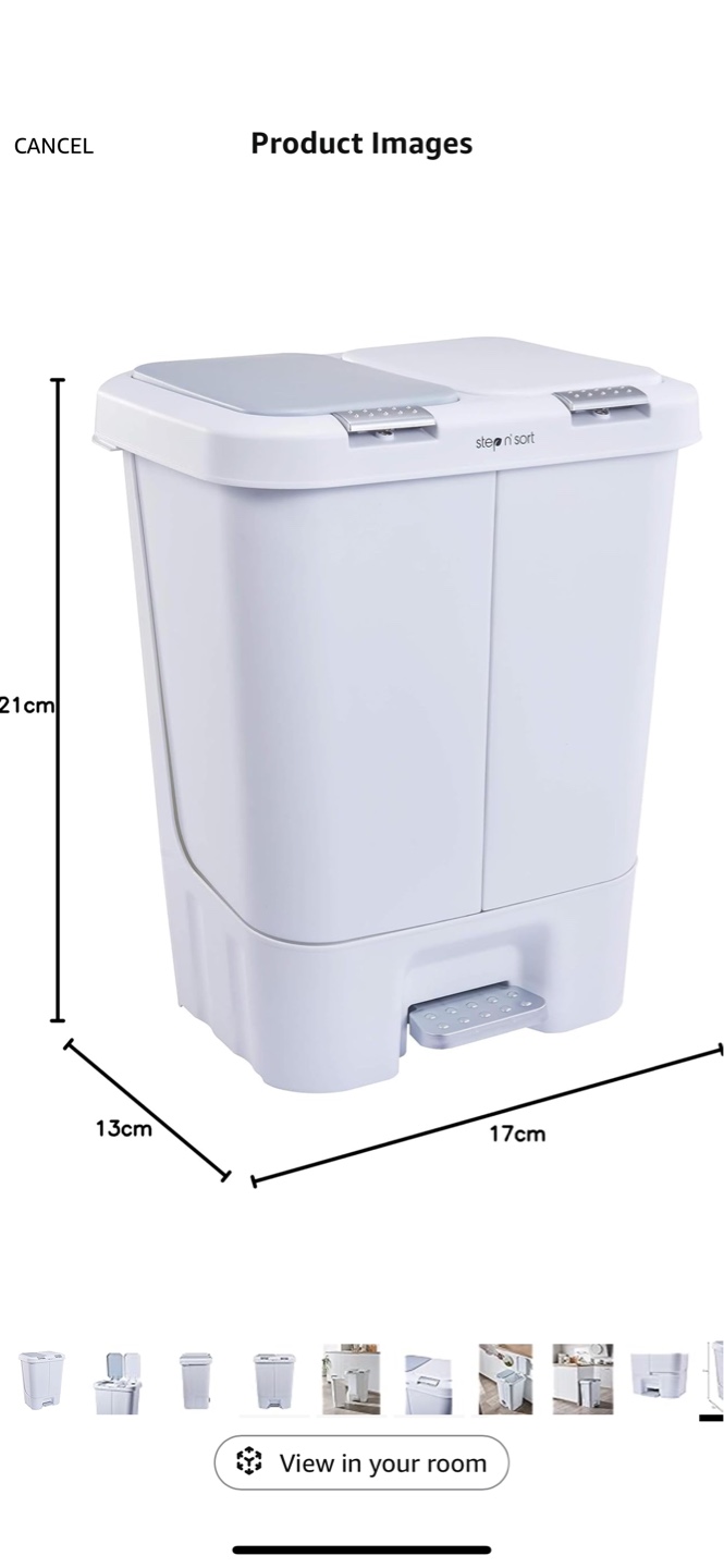 Step N Sort 40L Dual Trash and Recycling Bin - White - photo 2