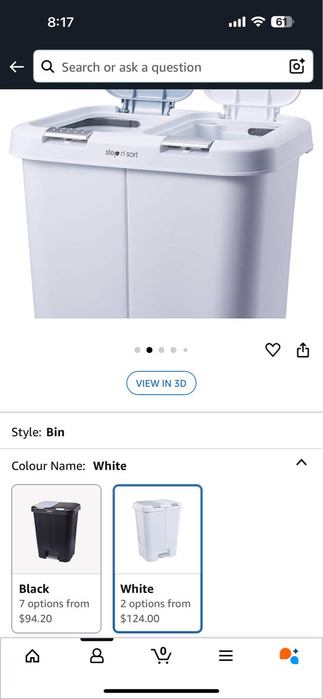 Step N Sort 40L Dual Trash and Recycling Bin - White - photo 3