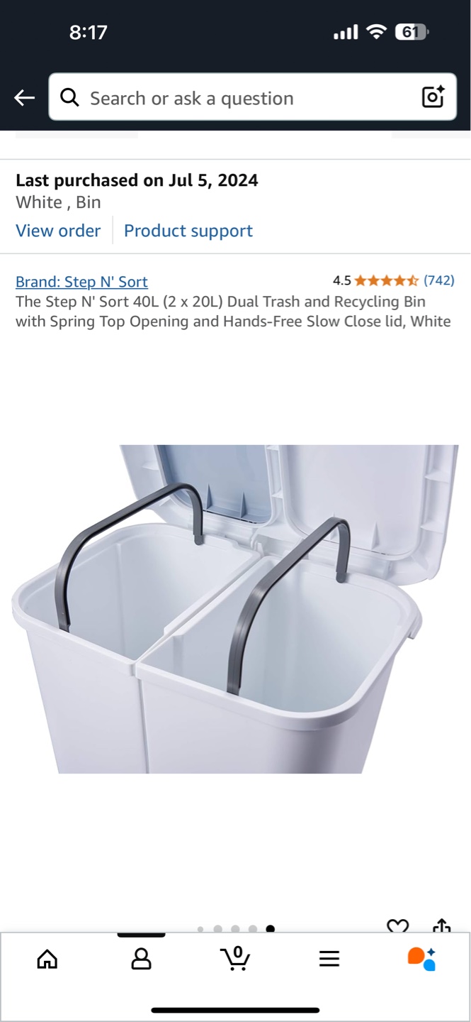 Step N Sort 40L Dual Trash and Recycling Bin - White - photo 4