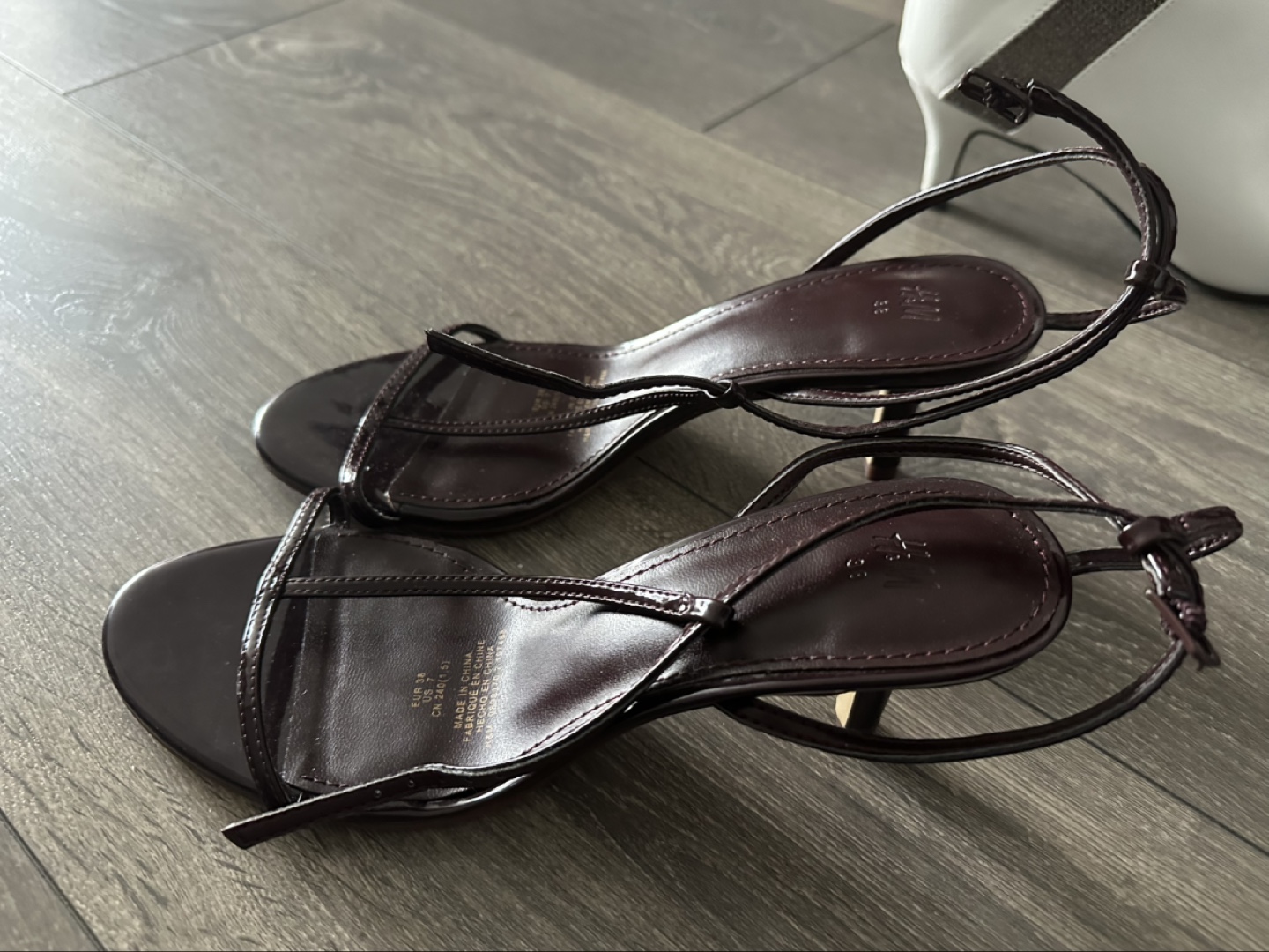 Dark Burgundy Patent Leather Heels, Size 8