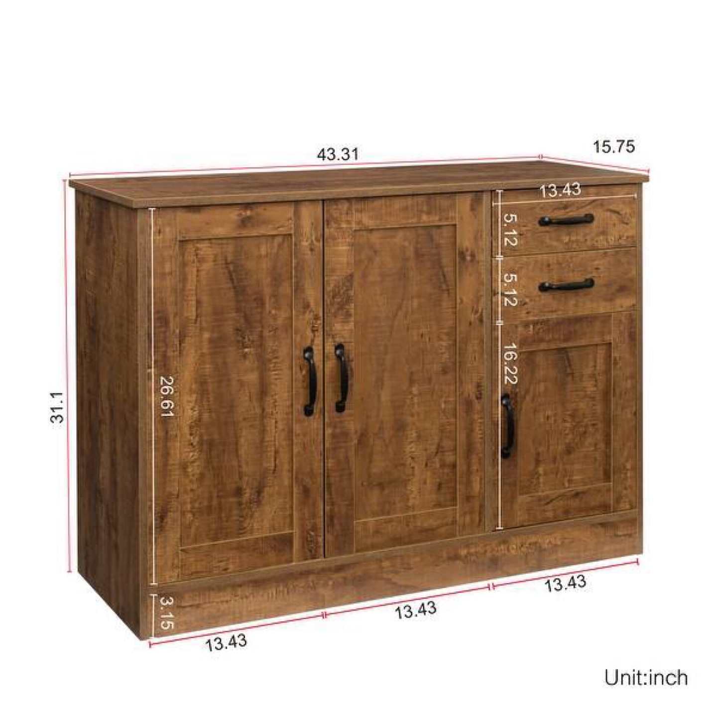 Rustic Brown Sideboard Cabinet (new in box)
