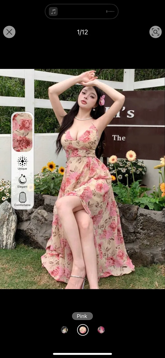 Pink floral maxi dress thumbnail