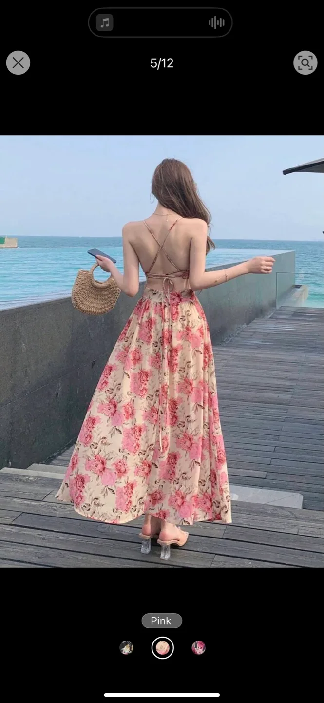 Pink floral maxi dress image indicator(3)