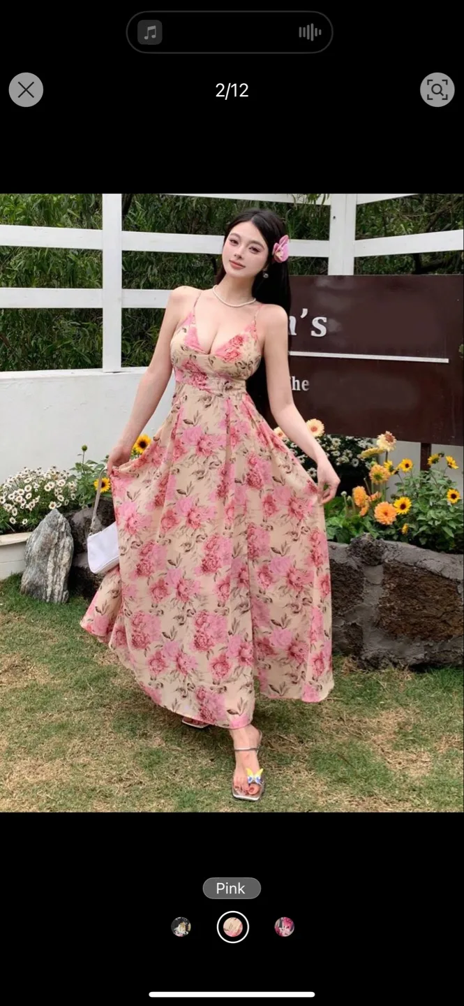 Pink floral maxi dress image indicator(2)