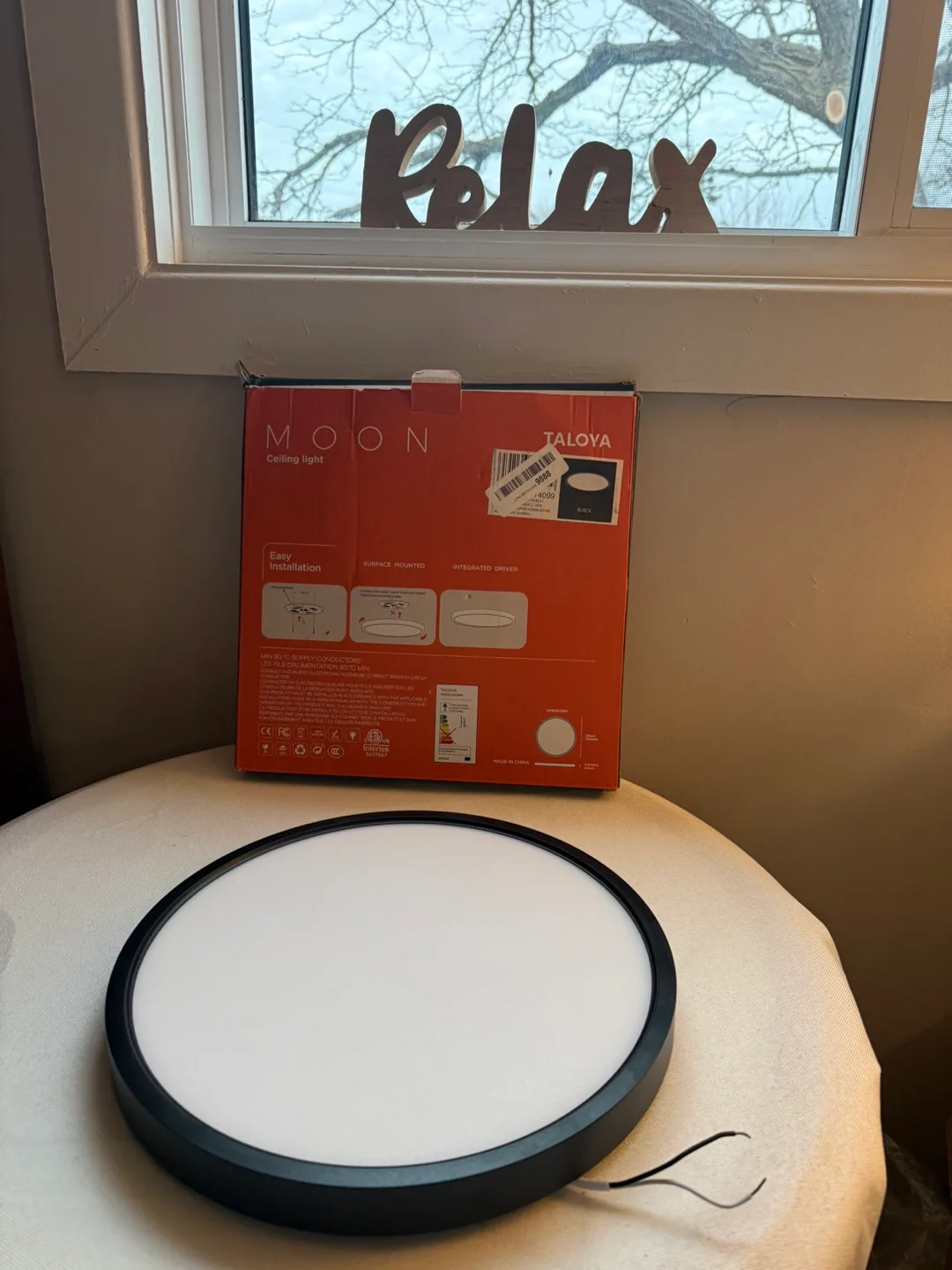 TALOVA Moon 12-inch LED Ceiling Light - Black thumbnail