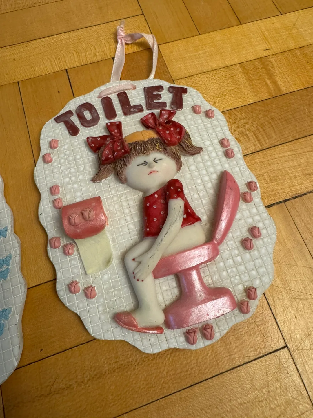 Vintage Bathroom Plaques - Boy and Girl on Toilet (Pair) image indicator(3)