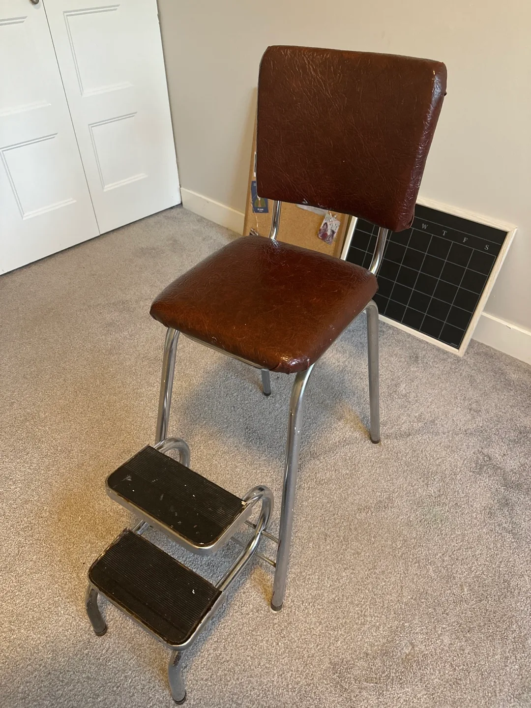 Vintage Chrome Step Stool Chair