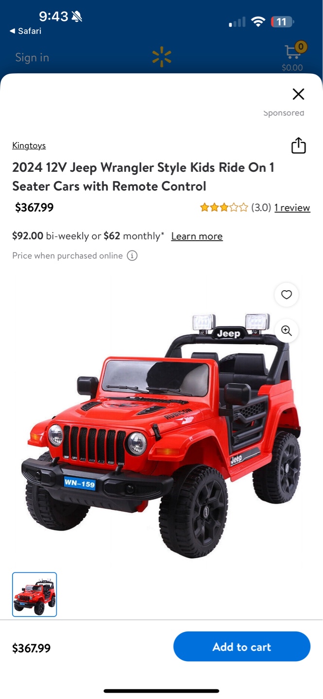 Kingtoys 2024 12V Jeep Wrangler Style Kids Ride-On Car