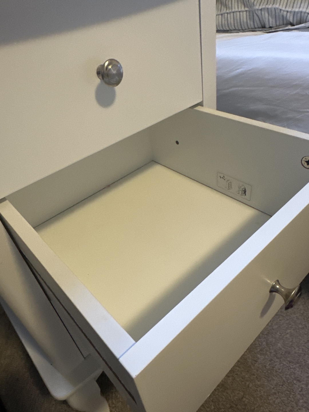 White 3-Drawer Nightstand - photo 2