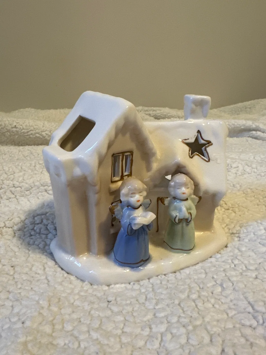 Vintage Porcelain Christmas House with Angels
