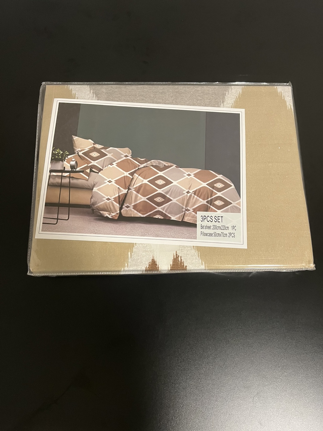 3-Piece Bed Sheet Set - Brown Geometric Pattern