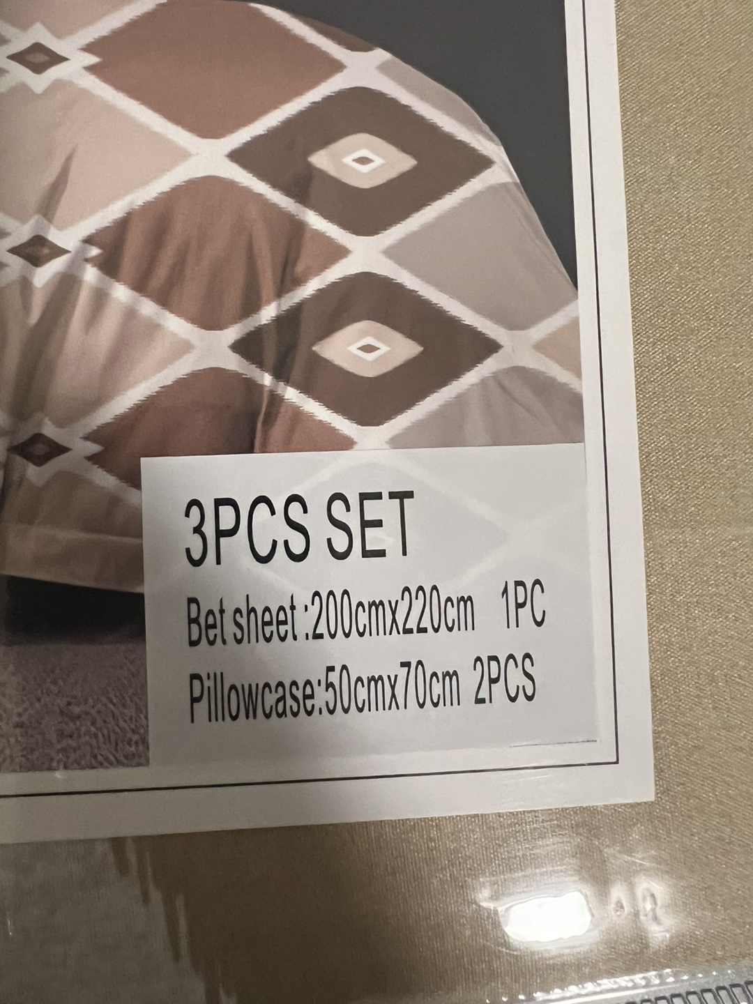 3-Piece Bed Sheet Set - Brown Geometric Pattern - photo 3