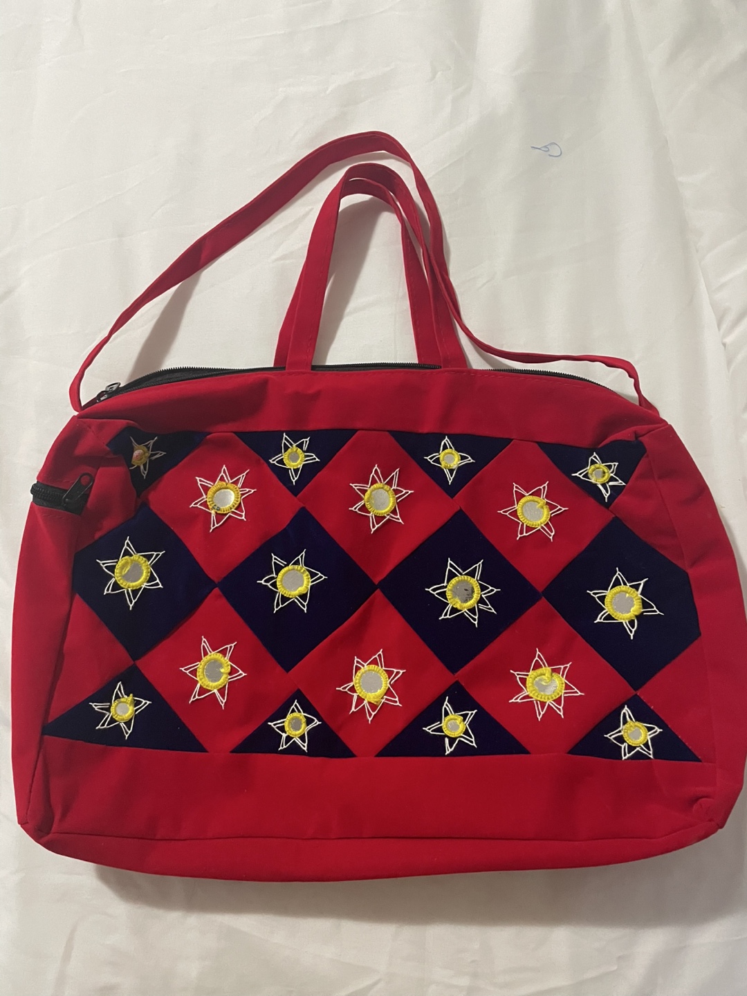 Red and Blue Embroidered Tote Bag - photo 2