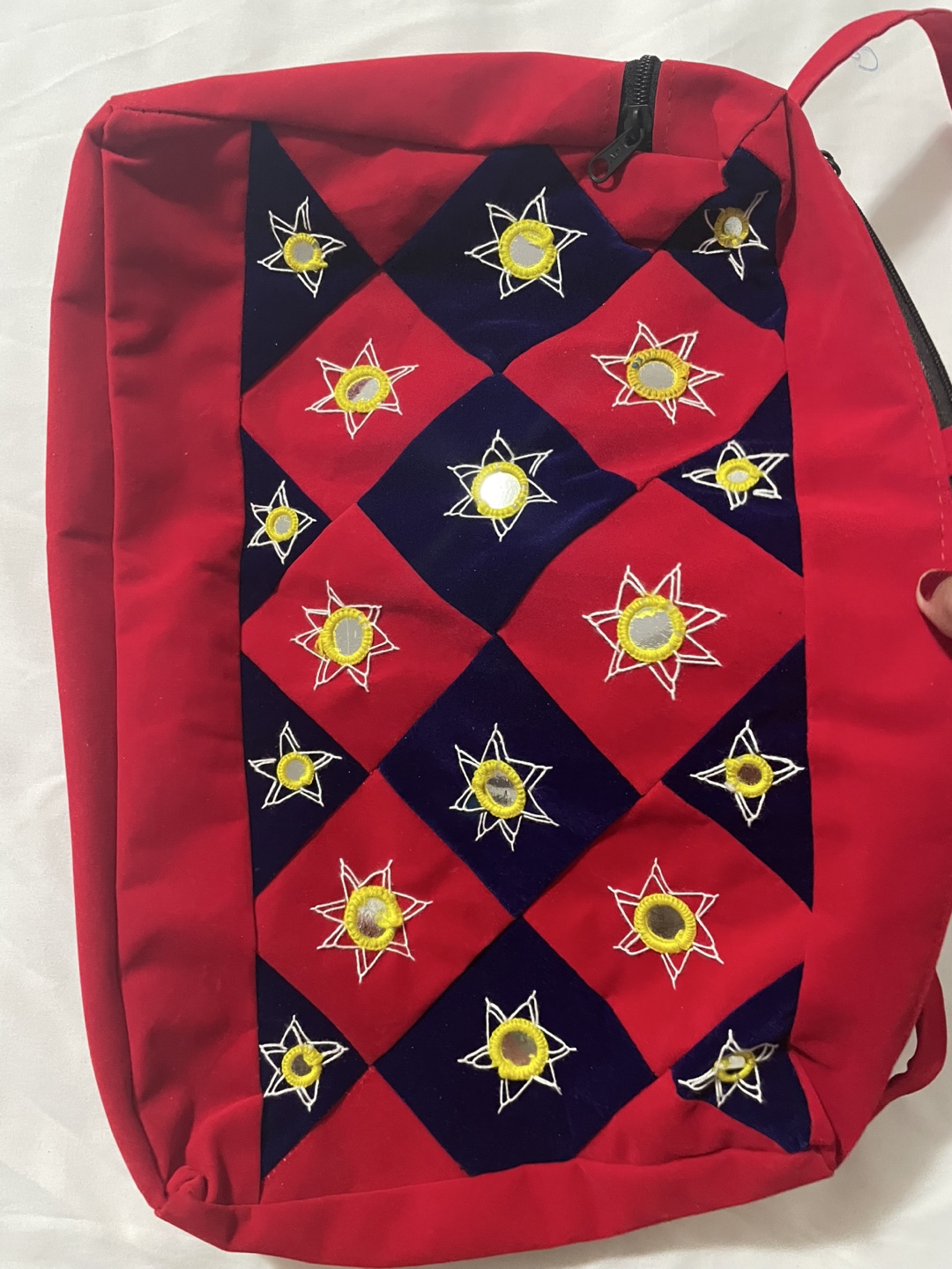 Red and Blue Embroidered Tote Bag - photo 3