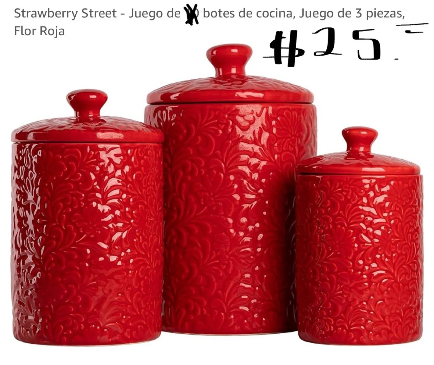 Strawberry Street Red 3-Piece Canister Set thumbnail
