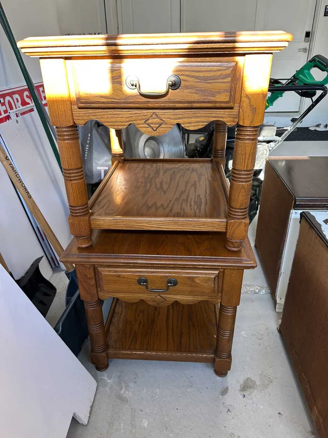 Pair of Oak End Tables with Drawers thumbnail