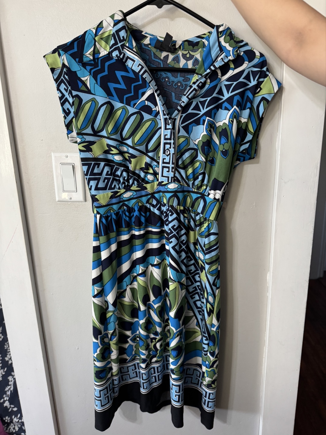 Blue and Green Patterned Summer Dress