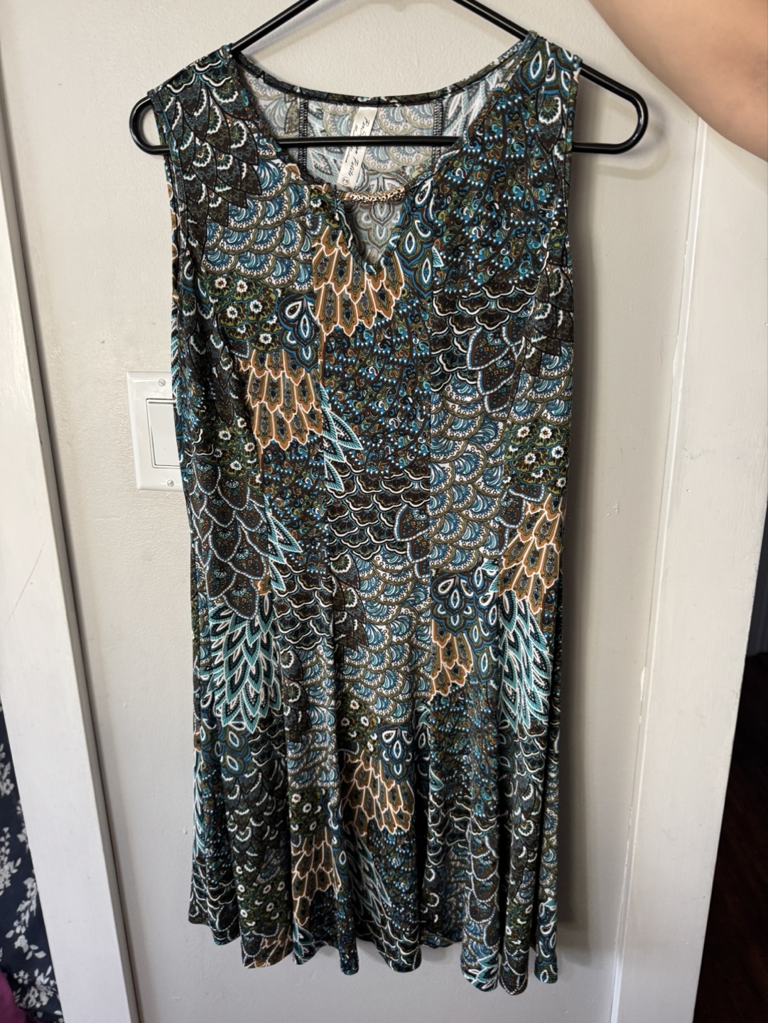 Women's sleeveless paisley print fit and flare dress