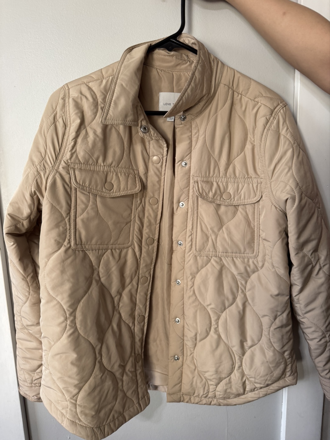 Love Tree quilted button-up jacket, size medium