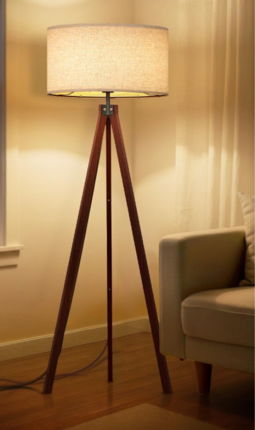 Tripod Floor Lamp with Linen Shade