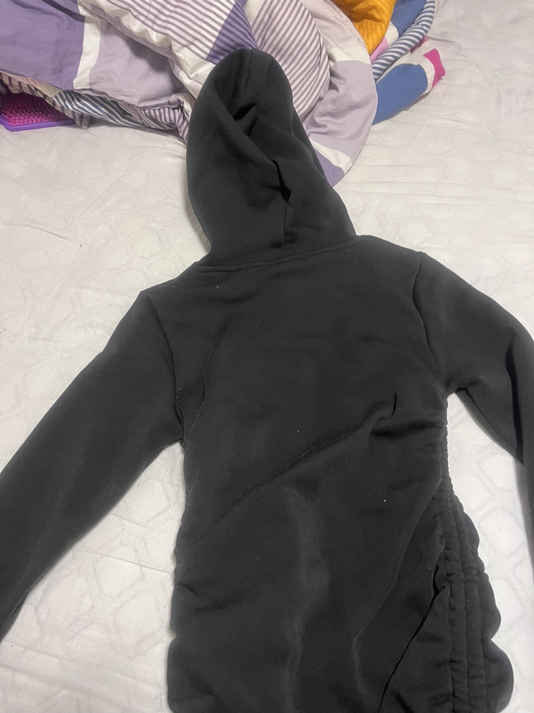 Black drawstring hoodie dress - photo 2