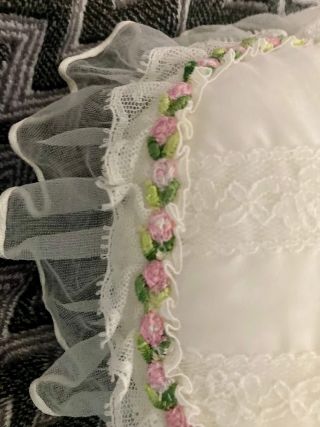 Vintage Lace & Satin Ring Bearer Pillow Set